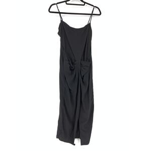 FRAME Dress Women's Size Large Twist Front Shantung Midi Black Sleeveless